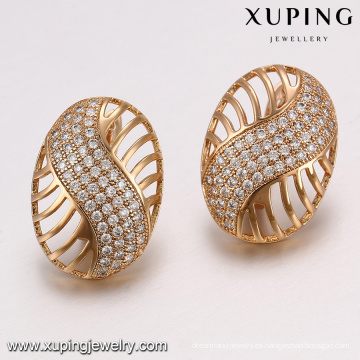 93398 Pendiente de la manera simple chapado en oro micro pave cristalino de oro pendientes de las mujeres